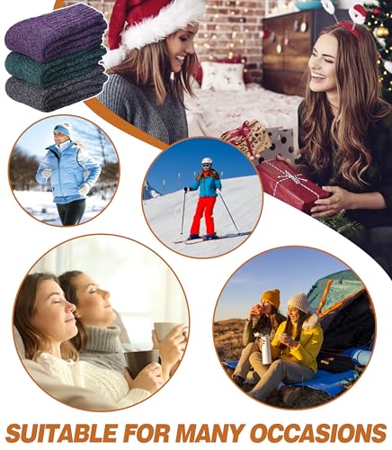 Image of DYW Womens Merino Wool Boot Socks Thermal Thick Winter Warm Cozy Hiking Work Boot Socks Christmas Gift