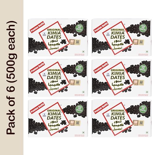 Image of Kimia Dates Original Mazafati Dates - Pack of 6 (500gm Each) | Juicy & Delicious Khajoor, Khajur | Healthy Snacks | Rich in Fibre | Perfect for Snacking (Carton Box)