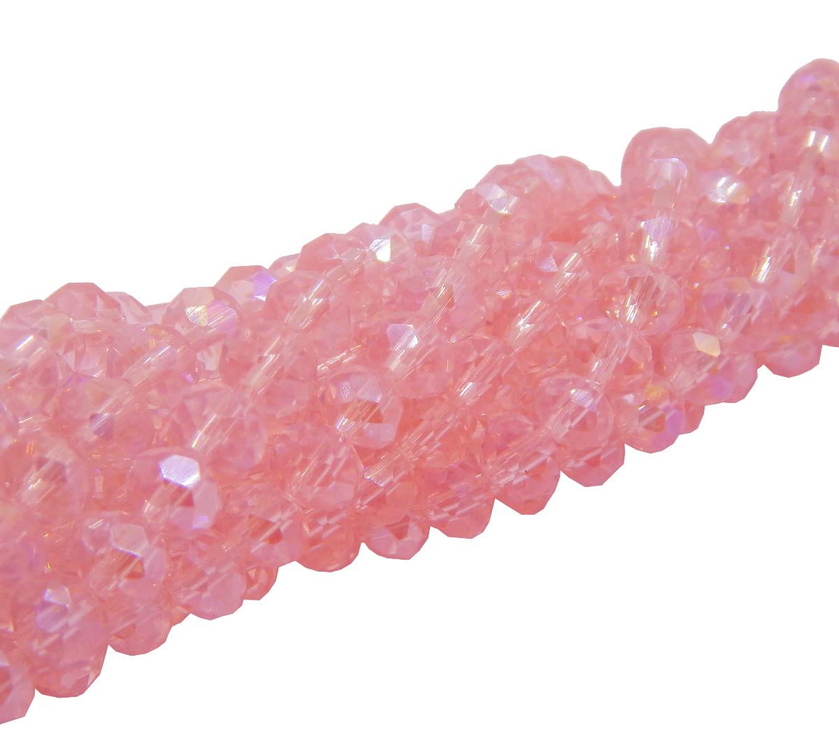 Perlin Czech Crystal Glass Beads, CZ Bohemian Faceted Rondelle Glass Beads, 3 x 2 mm, Glass Cut Beads, Pack of 50 (Pink)