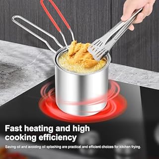 Friteuse à Huile Mini Friteuse Mit öL 1 Personne En 304 Acier Inoxydable Friteuse éLectrique Avec Couvercle Et Passoire Friteuse Avec Panier Et PoignéE Amovible Petite Friteuse à Economie