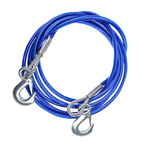 Wakauto Cabo de aço para reboque com ganchos, corda de transporte resistente, cabo de reboque para c