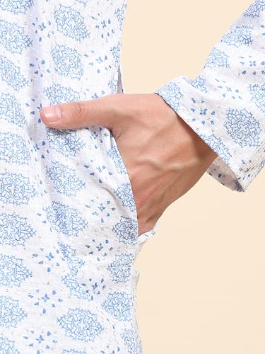 Image of SKAVIJ Men's Viscose Rayon Festive Printed Cotton Kurta Pajama Set | Traditional Ethnic Wear for Men | Perfect for Diwali, Wedding & Festive Celebrations