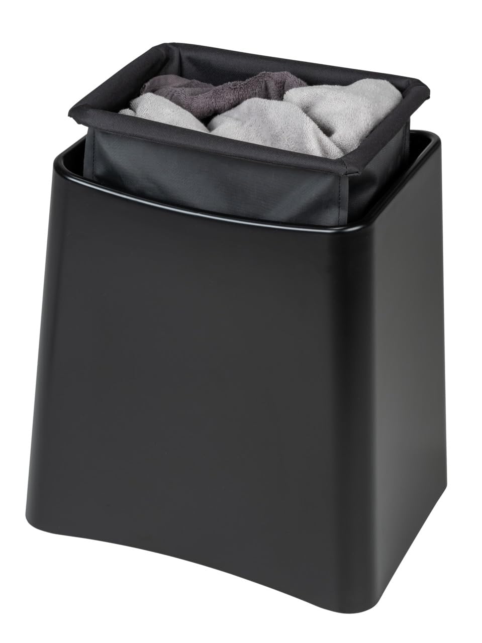Wenko Sgabello da Bagno Wing, 2 in 1 con Cesto per La Biancheria, Coperchio e Sacca Estraibile, Plastica di Qualità, Capienza 33 L, 45 X 48 X 33 Cm, Nero