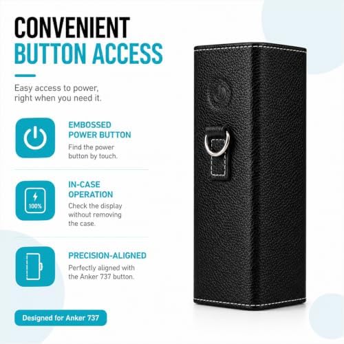 PU Leather Protective Case for Anker 737 Power Bank (PowerCore 24K), Black - 3