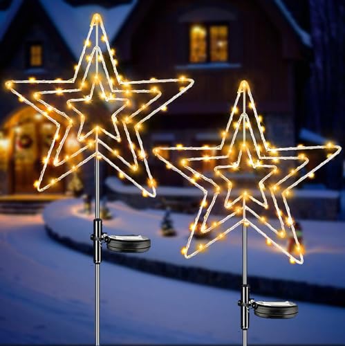 Joysing Solar Weihnachtsbeleuchtung Außen Stern 2 Stück 75 LED...