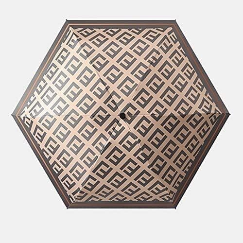 Miniatura 5 de Paraguas de lujo para mujer, 6 costillas, paraguas antiUV, protección solar, paraguas pequeño, de vinilo, resistente al viento, paraguas para lluvia