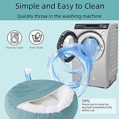 Peswety Cuddle Dog Bed Cat Bed Donut Small Pet Medium Cover Washable Clearance Snuggler Soft Plush Attached Blanket… - Image 7