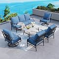 SUNSHINE VALLEY 6-Piece Metal Wrought Iron Outdoor Conversation Set, 7 Seats