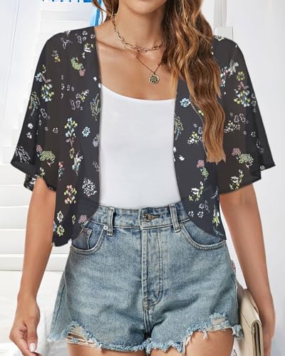Image of ZNVGIRL Women Shrug Chiffon Cardigans Open Front Short Sleeve Bolero for Evening Dressy 2026