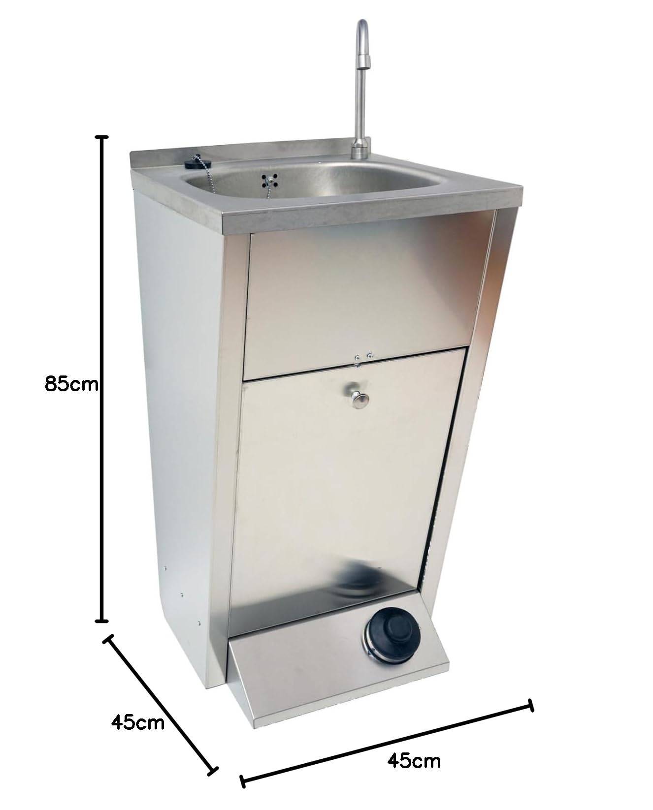 Express Water Silver, Lavandino Lavabo Lavello, Portatile Autonomo Trasportabile, con Serbatoio d'Acqua, in Acciaio Inox, con Comando a Pedale, Certificato per ASL, per Negozi e Studi Medici