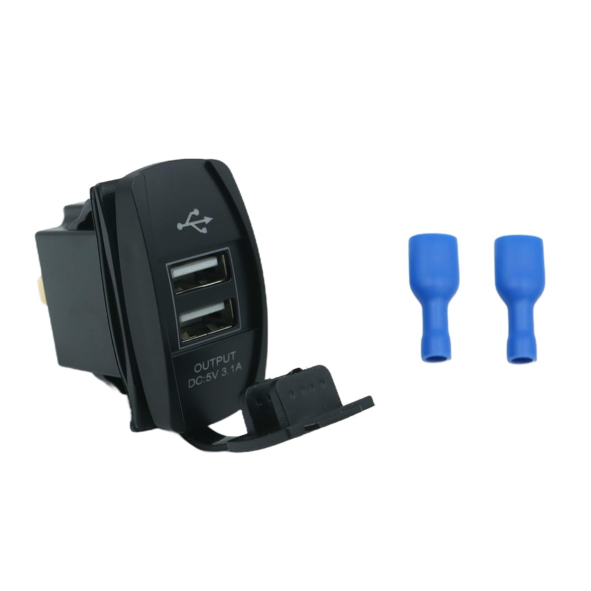 Batum Podwójna ładowarka samochodowa USB 3.1A 12V-24V, gniazdo panelowe z osłoną, niebieskie światło