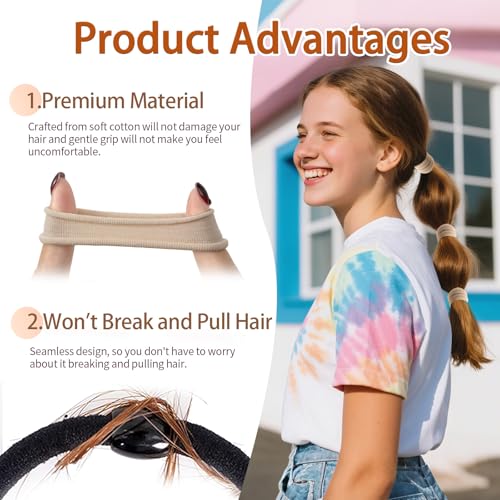 Image of Bessrung 100PCS Beige Seamless Elastic Hair Ties No Damage for Women Girls | Nylon Hair Elastics, Snag-Free Hair Bands for Thick Thin Hair, Strong All-Day Hold, Hair Accessories for Everyday Use