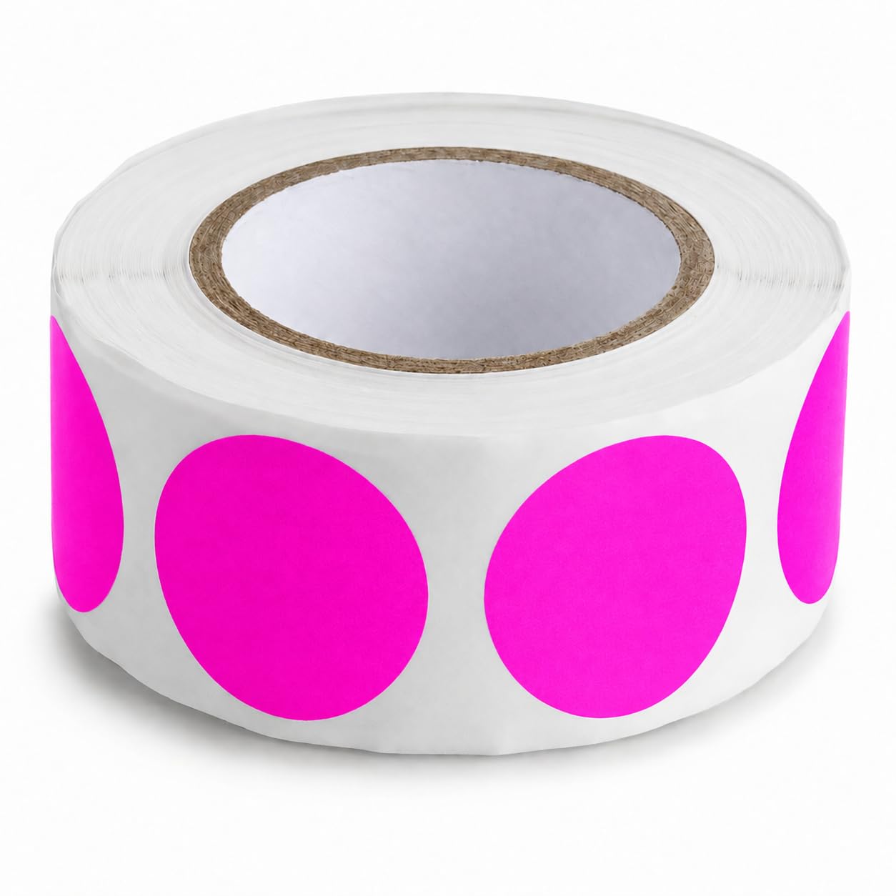Fluorescent Pink Round Inventory Labels by Glownary – 1 Inch Diameter, Semi-gloss Paper, Fluorescent Pink, Pack of 500, Model 323fp1bc