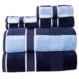Lavish Home 100% Cotton Oakville Velour 6 Piece Towel Set-Navy