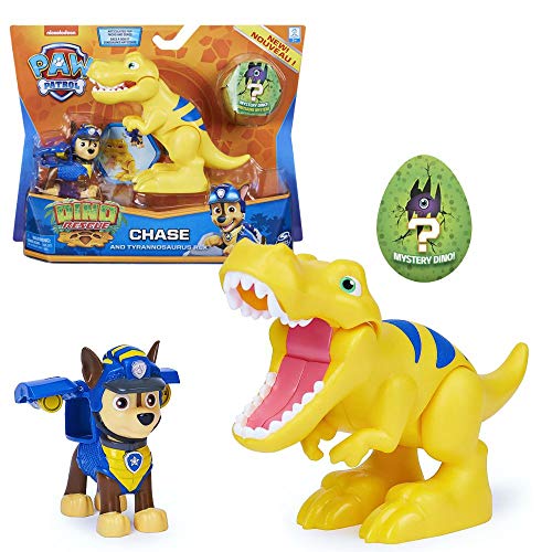 PAW PATROL Dino Rescue Action Pack | Set with with Toy Figure and Dinosaur, Figure:Chase