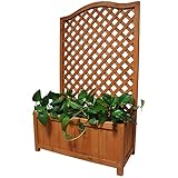 Sohler By Eurotrade W 2002932 Rectangular Wooden Planter with Lattice for vines Garden Climbing Flower Plant Pot Box Garden Patio Wood Trellis Panel, Multicolour, 62 x 23 x 100 cm