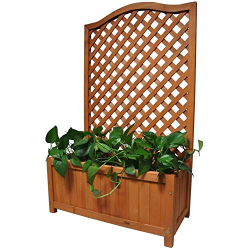 Gr8 Garden Rectangular Wooden Planter With Lattice For Vines Garden Climbing Flower Plant Pot Box...