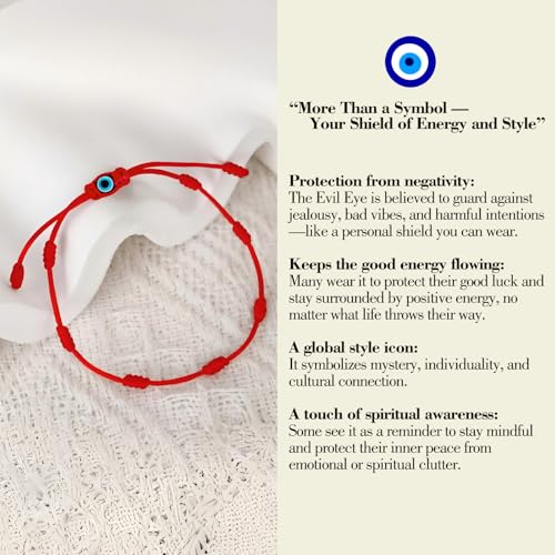 Evil Eye String Protection Bracelet – Adjustable, Hand-Braided 7-Knot Design for Women and Men | Kabbalah-Inspired Jewelry Gift for Good Luck, Positive Energy, and Spiritual Protection3