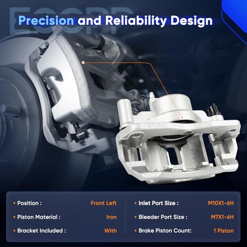Image of ECCPP 19B2608 Front Left Disc Brake Caliper Assembly | w /Bracket Fit For Ford For Probe, For Mazda For 626, For MX-6, For Protege, For Protege5