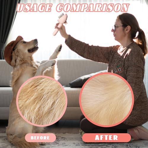 Image of Self-Cleaning Spray Cat Brush for Shedding, Removes Static Flying Hair, and Works Wonders for Both Long and Short-Haired Pets 2 In 1 Cleaning Brush for Cats And Dogs Grooming (pink)