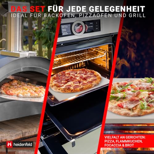 5in1 Pizza Set | Pizzastein für Backofen & Gasgrill - 2in1 Pizzaschieber - Pizzaschneider -...