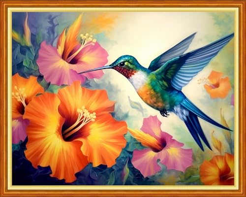 Image of Dooxvey Cross Stitch Kits for Adults Stamped Full Range of Embroidery Starter Kits for Beginners 11CT Printed Cross Stitch Patterns Needlepoint Kits Stamped Crossstitching-Hummingbirds 16x20 inch
