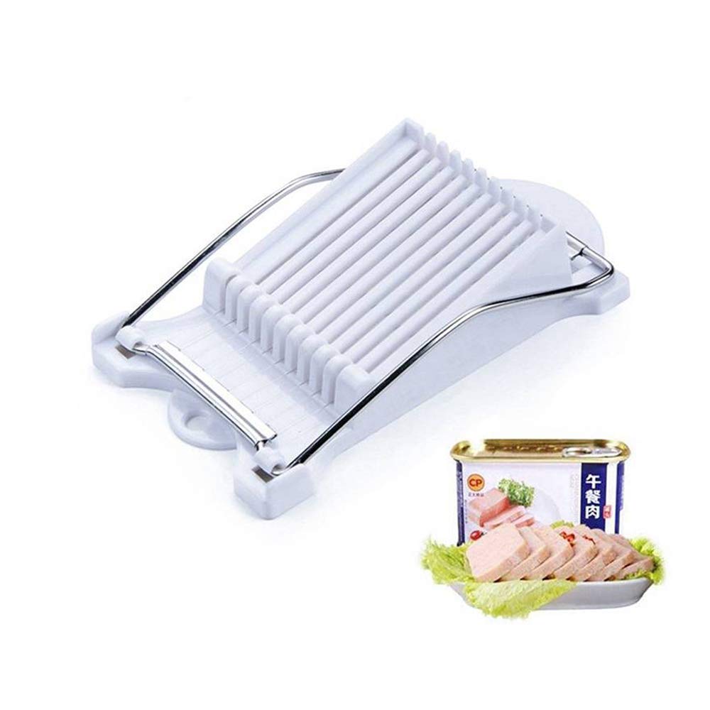 Multifunctional Stainless Steel Meat Slicer Spam Slicer Egg Cutter, Lunch Kitchen Tools Gadget, Easy Cleaning Soft Food Slicer for Meat, Boiled Eggs, Cheese, Ham etc. White