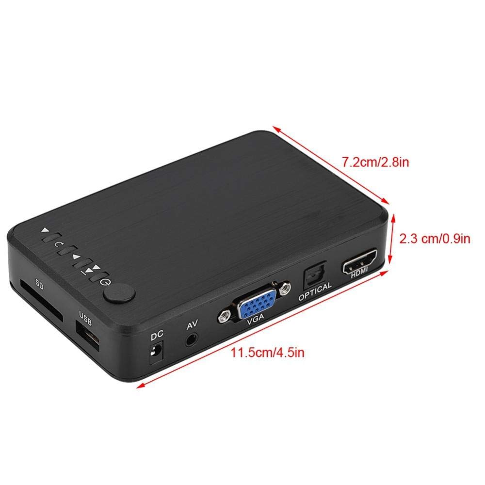 Lettore multimediale 1080P, 1080P HD TV Lettore multimediale audio e video 110 V-240 V con telecomando IR per RM/RMVB/AVI, unità USB e schede SD(VDE,EU Plug)