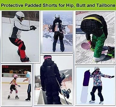 WEITING Gepolsterte Schutzshorts – Snowboard-Hüftschutz, Bequeme Und Atmungsaktive Hüftpolster, Hüft- Und Steißbeinschutz-Crashhose for Snowboard, Ski 3D Shorts