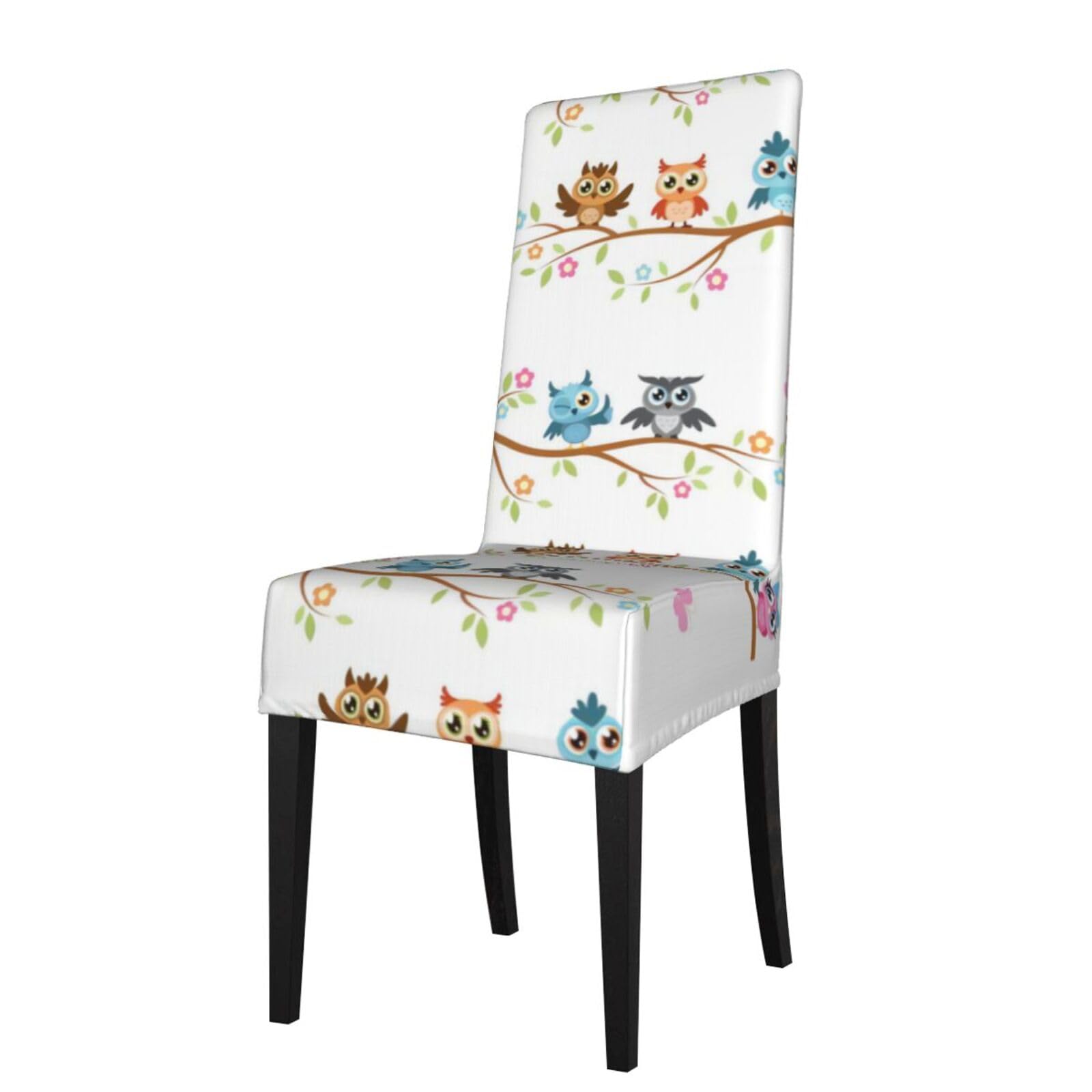 Yyhwhjde Black Owls On A Branch Prints Protection Cover For Dining Chair – Stretch Slipcovers For A Fresh, Refreshed Dining Room Look!