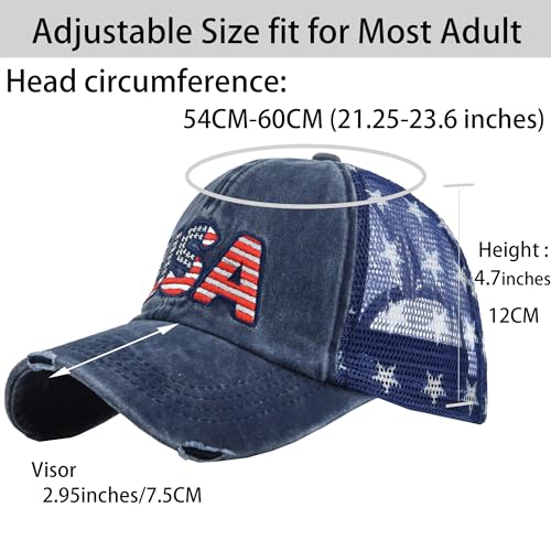 Image of UTOWO American Flag Hat USA Unisex Vintage Embroidery Washed Distressed Hat Adjustable Baseball Cap