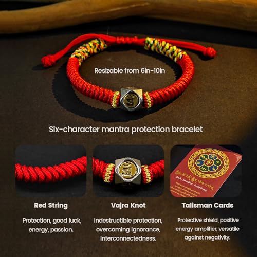 Red String Bracelet with Cinnabar Peaceful Buckle for Protection,Feng Shui Bracelet,Adjustable Chinese Bracelet Prayer Yoga Rope for Women Men3