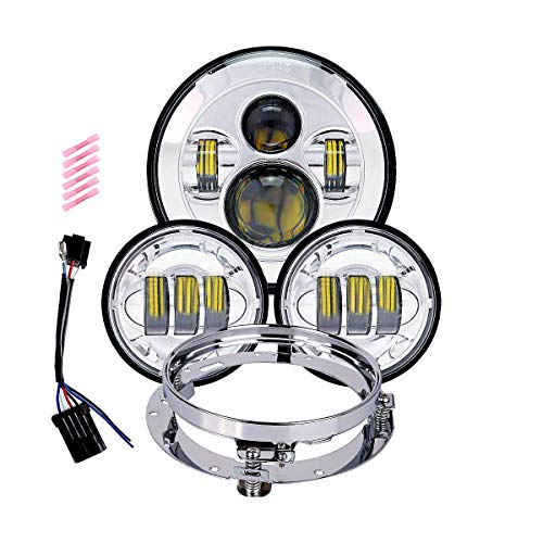 TRUCKMALL 7 inch LED Headlight, 4.5’’ Fog Passing Lights, with Mounting Ring