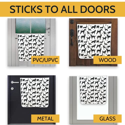 Image of Slimline Mail Slot Catcher for Door (20.4 inch W x 20 inch D), Letterbox Catcher for Glass, Wood & Metal Doors - Strong Adhesive, Indoor Post Catcher for Small Packages & Magazines (Dog Pattern)