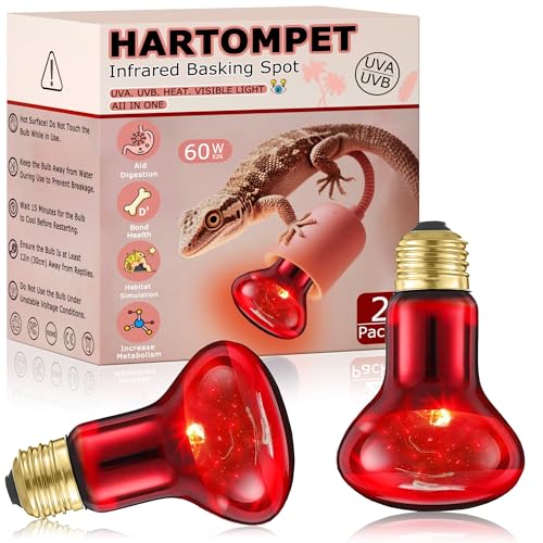Image of 60W Red Infrared Heat Lamp Bulb for Reptiles - Basking Spot Light for Lizards, Bearded Dragons, Snakes & Chicks, Ideal E26 Heater for Terrariums, Chicken Coops & Brooders | 2 Pack