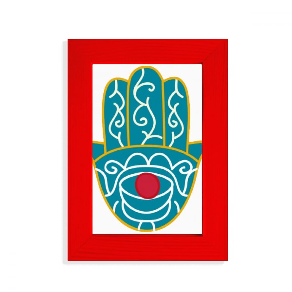 Cadre photo rouge main égyptienne œil rouge déco murale originale