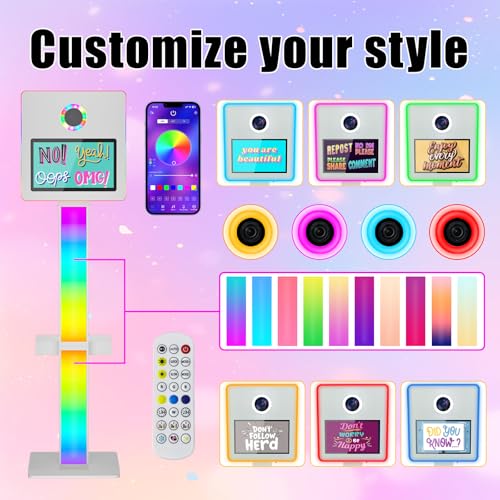 Image of Mirror Photo Booth with 15.6 Interactive Touch Screen DSLR Photo Booth with Flight Case Remote Control RGB Mood Light Instant Print and Share for Professional Party Photography (White)