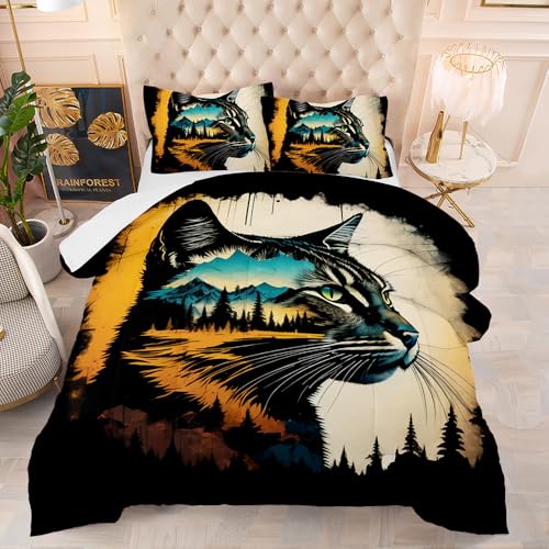 Bettdecke Orange Baum Tier Duvet Polyesterfaser Quilt Waschbar Bettdecken Weich Steppdecke Atmungsaktiv Steppbett Vier Jahreszeiten Schlafdecke+2 Kissenbezug (50x75cm) 173x218cm