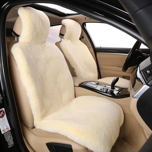 WEIYES - Ensemble de housses de siège de voiture en fourrure synthétique universelle en laine de mouton chaude et douce pour l'hiver