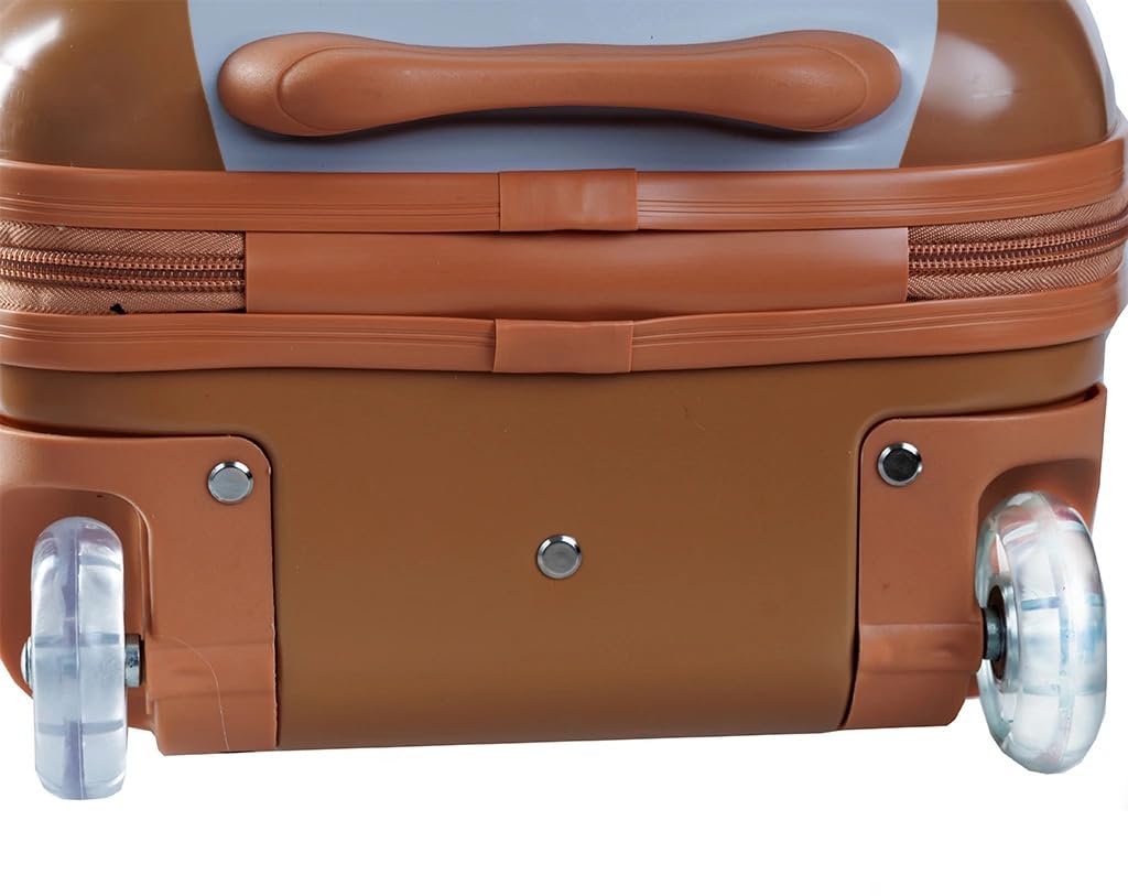 BERTOO Valigia da viaggio per bambini Orso 25L, design simpatico a forma di orso con orecchie di peluche, bagaglio rigido leggero in ABS+PC, marrone