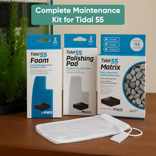 Image of Tidal 55 Filter Maintenance and Replacement Filter Media Kit, Including Gokul Brands Aquarium Filter Media Bags (Tidal 55 Polishing Pads, 55 Foam Filter Sponge, 55 Matrix Bio Media)
