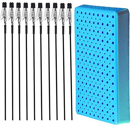 YUANHONGKEJI Model Painting Tool mit Standfuß und 10Stück Krokodilklemmen, Krokodilklemme mit Ständer Werkstückhalter für Modellbau, Flexibler Lackierständer zum Basteln und Dekorieren (15*10cm Blue)