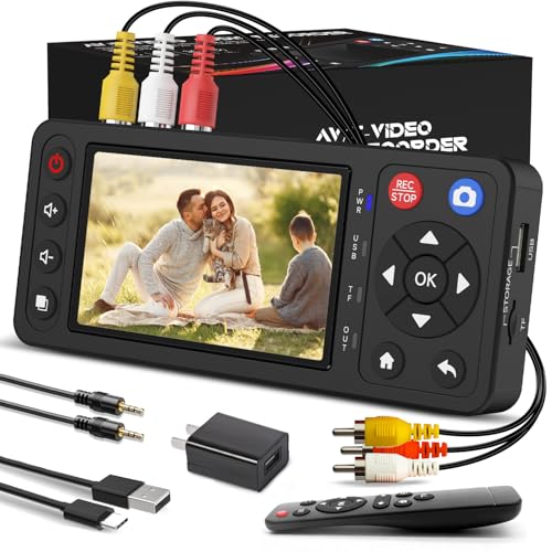 Qonakism VHS to Digital Converter with 4 HD Screen Video Capture Recorder Convert to MP4 Compatible with VHS VCR DVR DVD Hi8 Mini DV Camcorders Retro Consoles(Tapes/DVD Player Not Included)