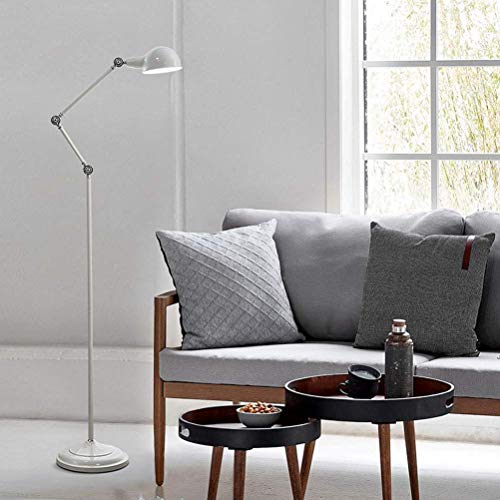 Kücheks Lampadaire trépied en métal réglable en Hauteur 156-180cm Lampadaire à Bras pivotant avec Interrupteur au Pied 1x E27 Max. 60W pour Salon, Chambre, Bureau, Blanc