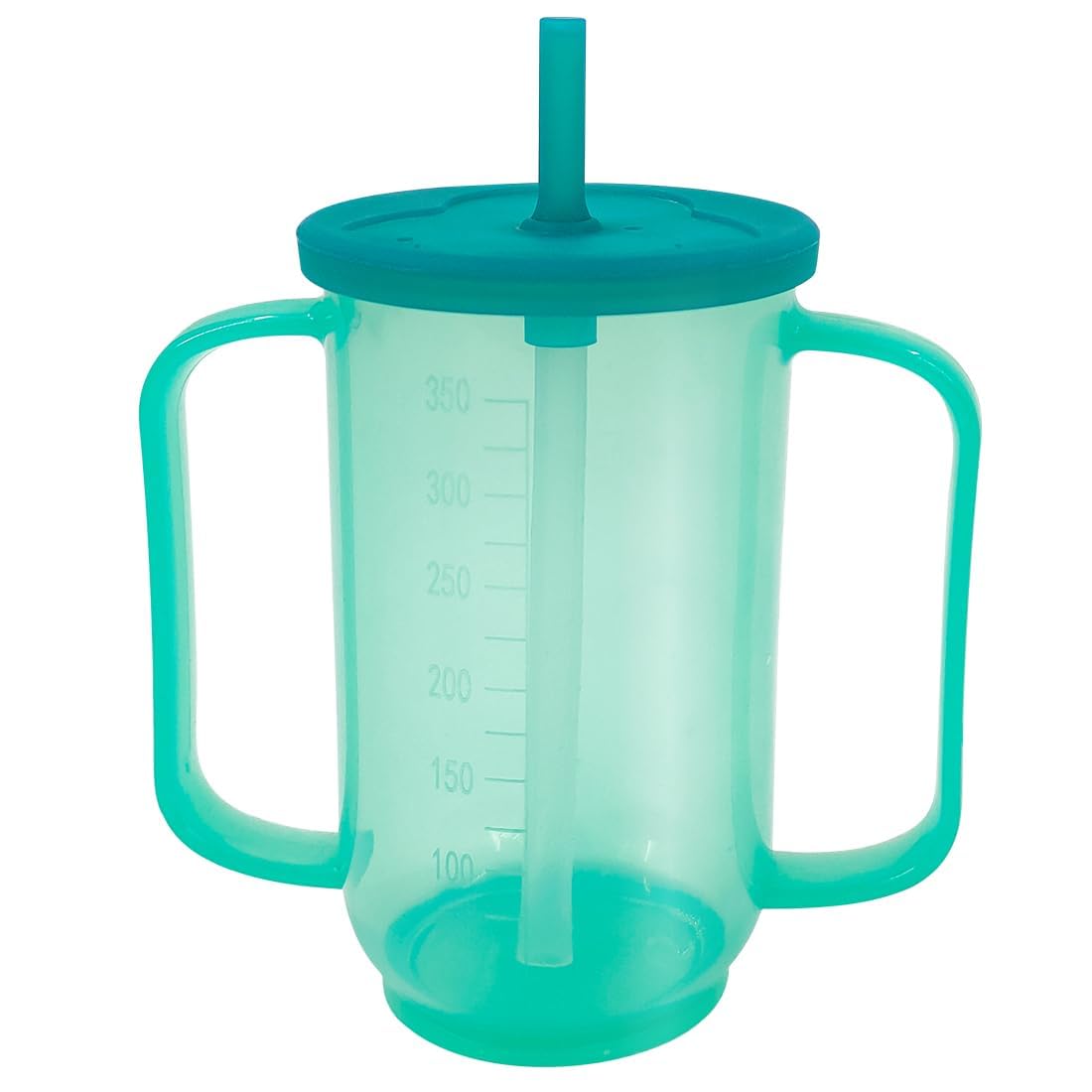 VOPHIA Drinking Beaker Cup for Disabled Adults, Convalescent No Spill Feeding Cup with Straw for Elderly Maternity Drink Water Porridge Soup 350ml (Blue-2)