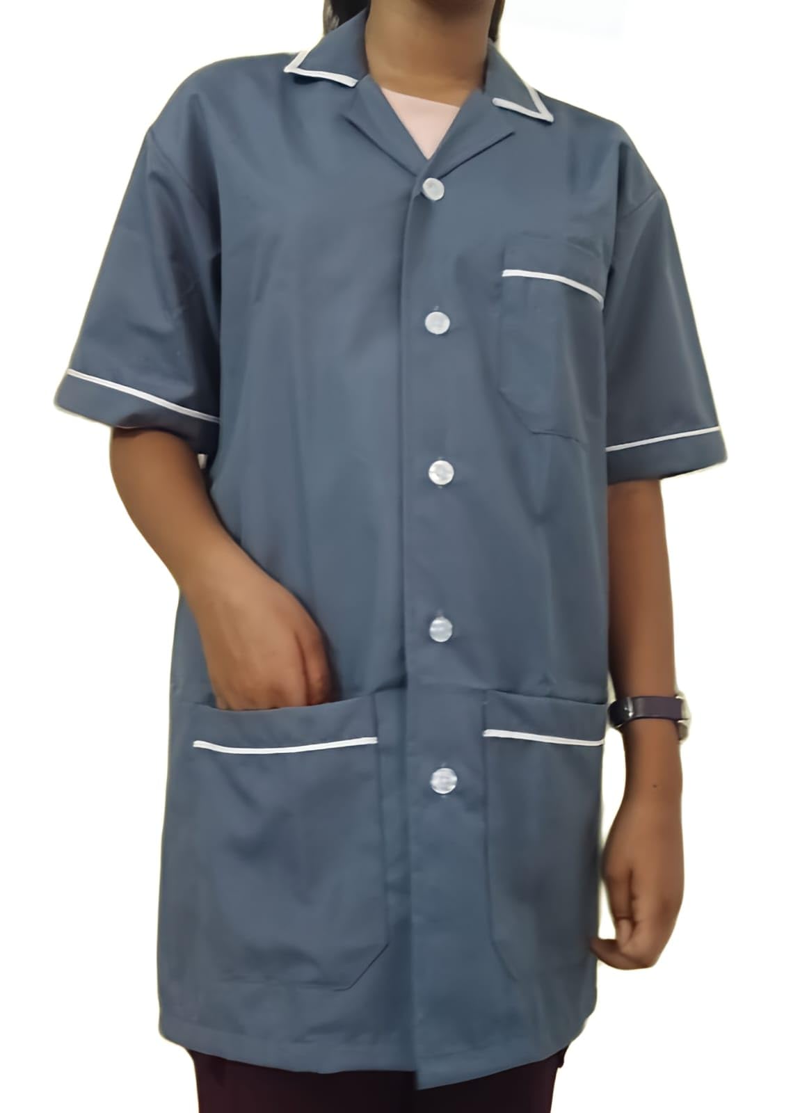 Hangerage Unisex_3-Pocket Apron | Grey Color | Half Sleeves | V Neck | style with white piping| Comfortable | Durable | Uniform for Medical Professionals (Staff & Nursing) (M) (B0CZF1SGBW) Amazon Price History, Amazon Price Tracker