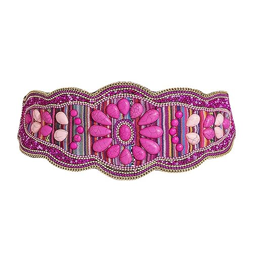 Bohemian Turquoise Handmade Bead Girdle Waist Belt Hand Beading for Travel Ethnic Photography Props Stretchy Belt Heavy Duty Colorful Beads