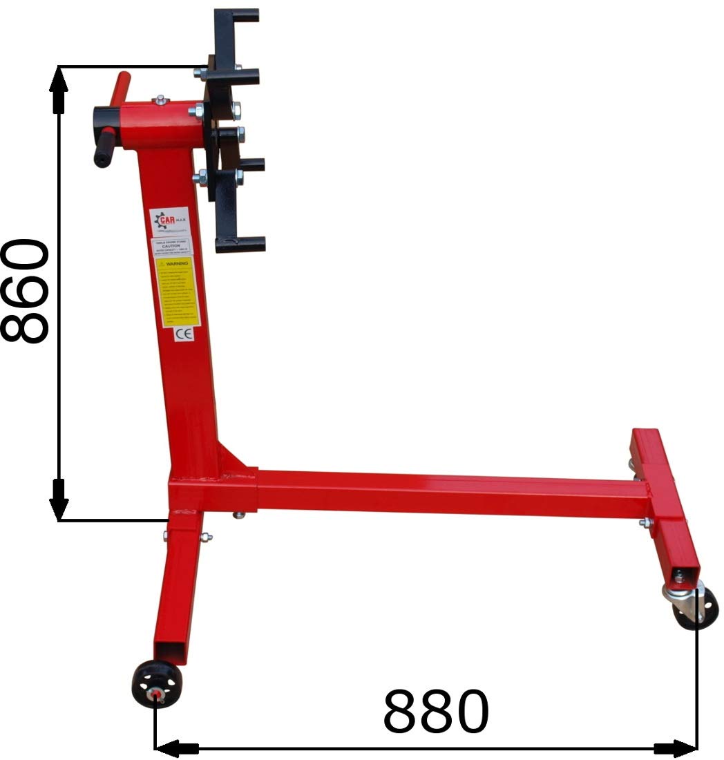 Carmax Motorständer 454kg Motorenständer Motorhalter Getriebehalter Motor Ständer 450kg | Robuster Motorständer mit 454 kg Tragkraft und 360° drehbarer Aufnahmeplatte für bequemes Drehen und Bearbeiten des Motors.