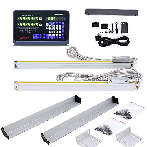2 Achsen Digitalanzeige-kit ToAuTo DRO-Anzeige mit 2 Axis Linear Maßstab für Mühle, Bohrmaschine, EDM ( 450mm+550mm) Cover