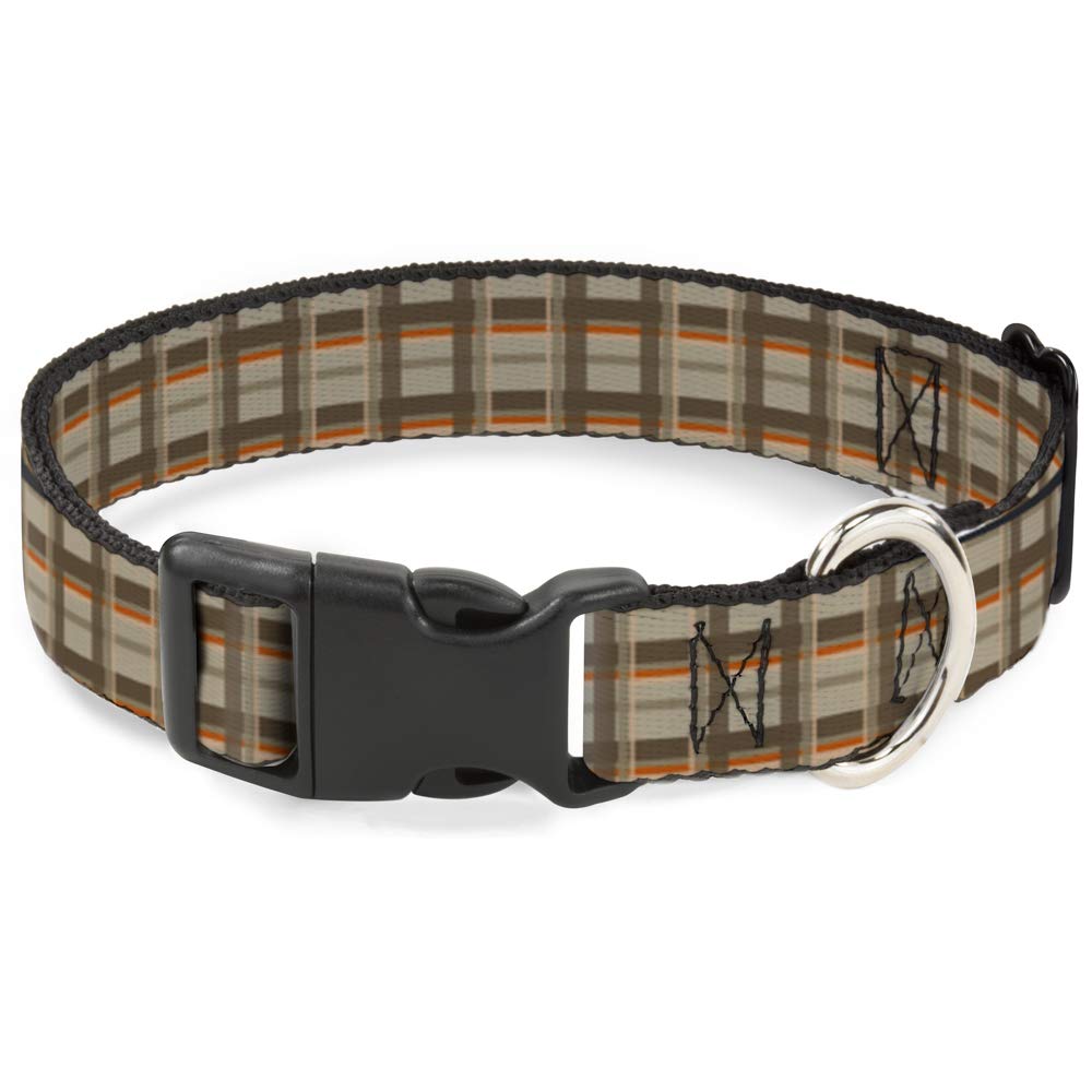 Collier Plaid Tan Orange Buckle Down | Chien Étroit Grand 9-38,1 cm Plastique